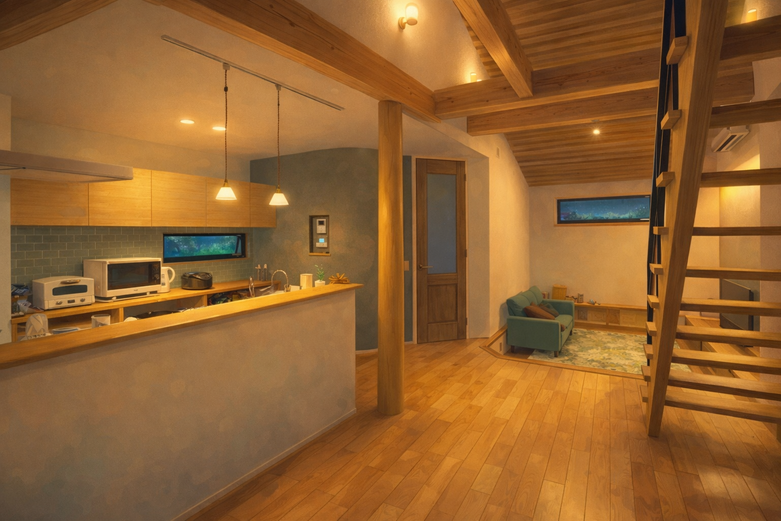家族の笑顔が集まる、平屋の造作家具でつくる快適空間