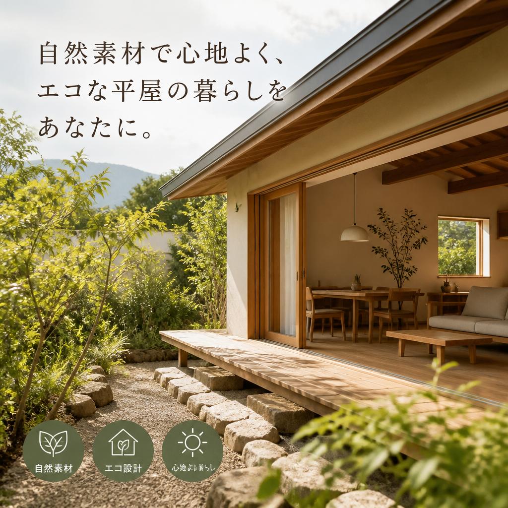 自然素材で心地よく、エコな平屋の暮らしをあなたに。